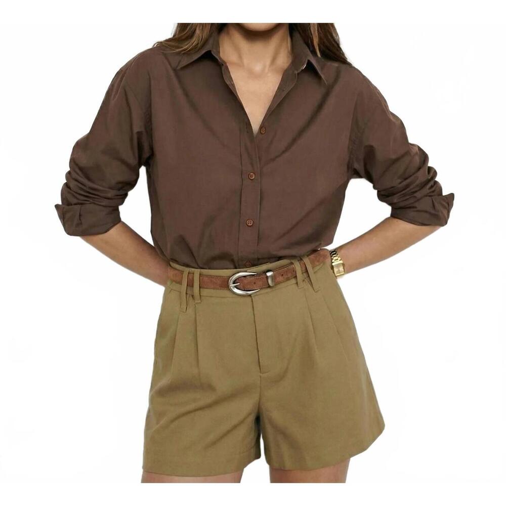 NEW THE SHIRT the boyfriend shirt top in brown